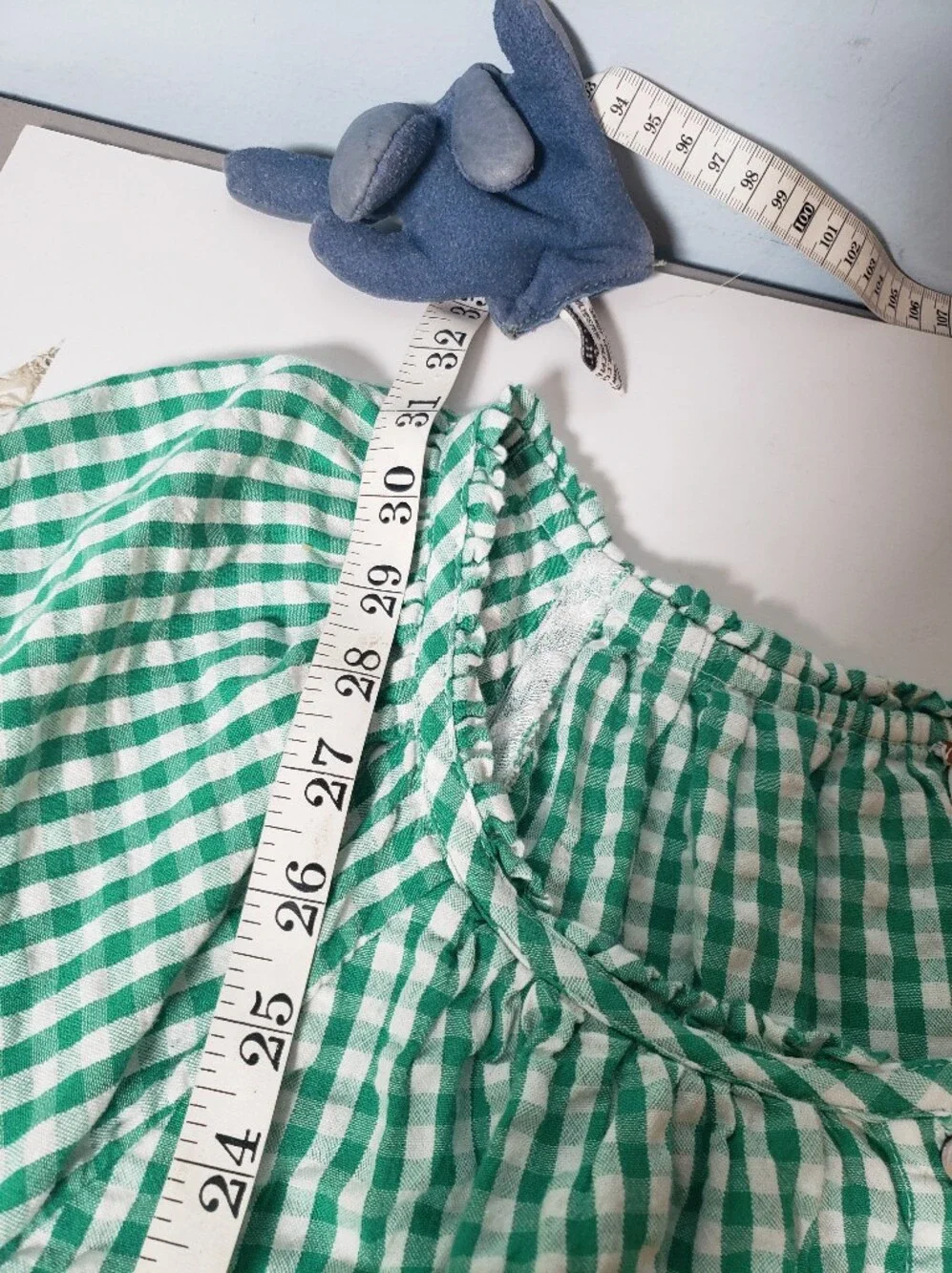 Free People Farley Gingham Tunic Mini Shirt Dress L Puffed Tie Sleeves Cottage